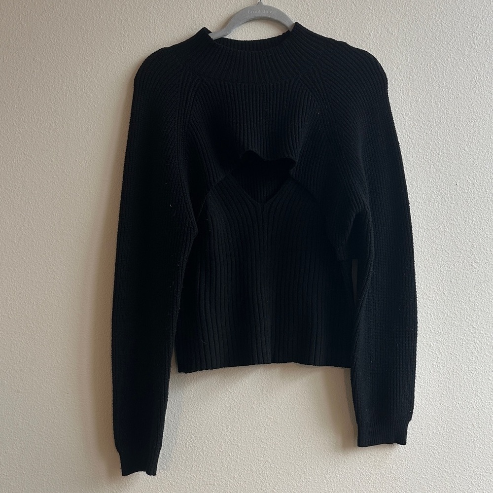 Anthropologie Black Cutout Sweater